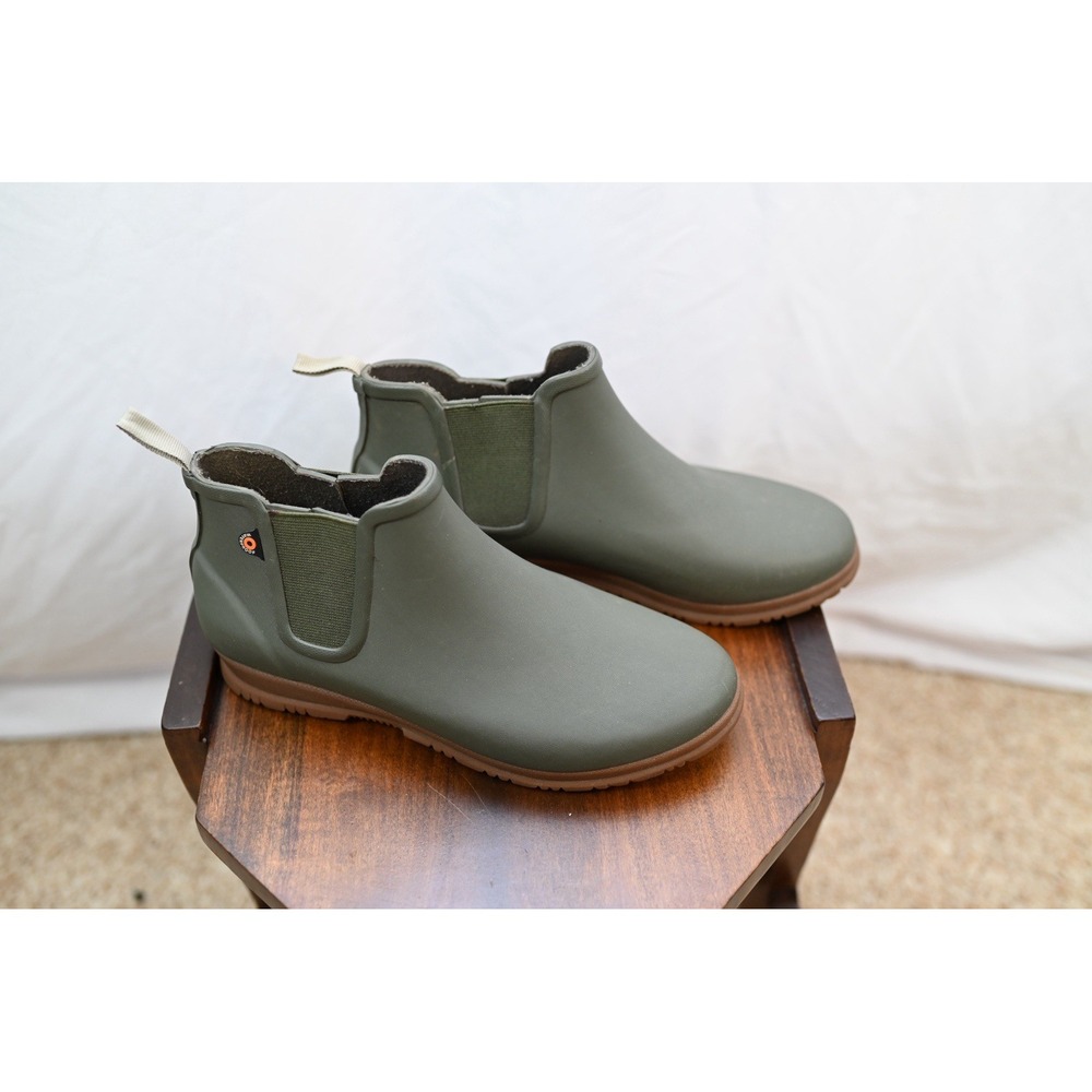 Bogs Sweet Pea Women Rain Boots Green Rubber Ankle Bootie Size 8